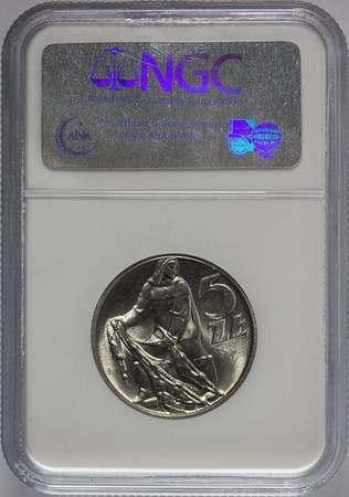 Polska 5 Złotych 1974 rok - Rybak - NGC MS 64