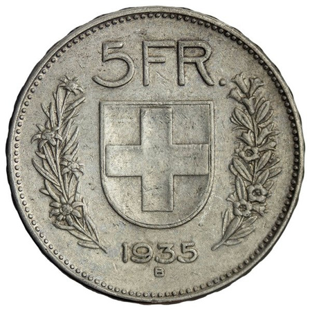 Szwajcaria 5 Franków 1935 B - Wilhelm Tell