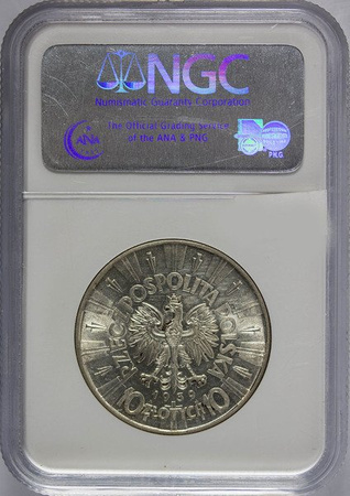 Polska 10 Złoty 1939 rok - Józef Piłsudski - NGC AU 58