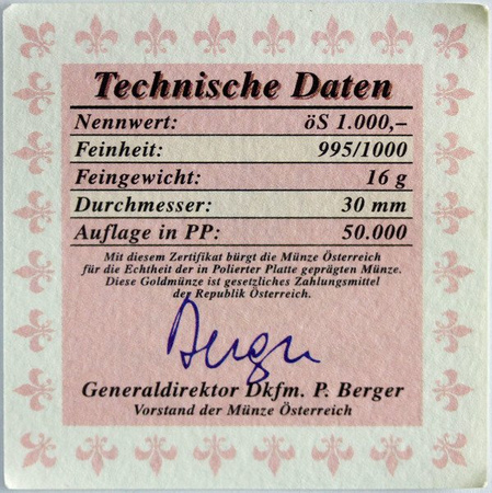 Austria 1000 Szylingów 1997 - Maria Antonina