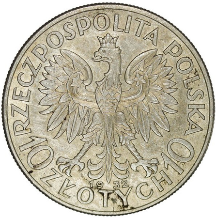 Polska 10 Złotych 1932 - Głowa Kobiety - b.z