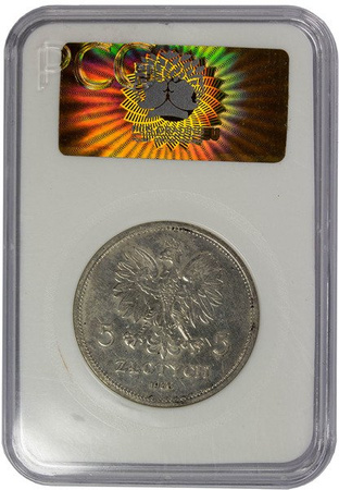 Polska 5 Złotych 1930 - Sztandar - PCG Grading MS65