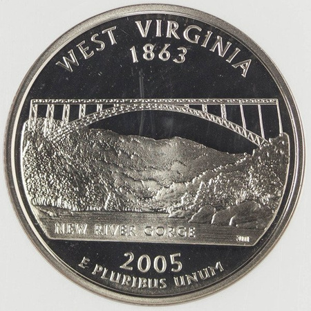 USA 25 Centów 2005 - Wirginia Zachodnia, Quarter - NGC PF69 Ultra Cameo