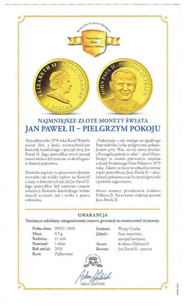 Wyspy Cooka 1 Dolar 2010 - Jan Paweł II