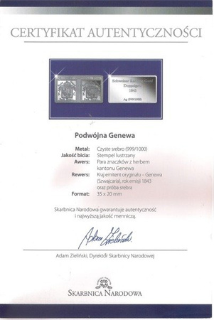 Podwójna Genewa - Znaczki Świata - Srebro