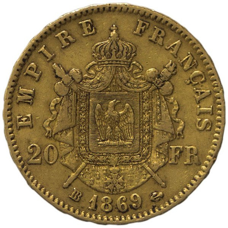Francja 20 Franków 1869 BB - Napoleon III