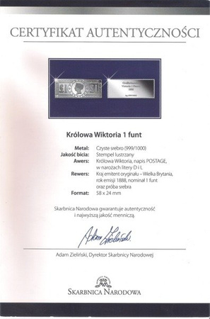Królowa Wiktoria 1 Funt - Znaczki Świata - Srebro