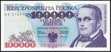 Polska PRL 100 000 Złotych 1993 - Stanisław Moniuszko