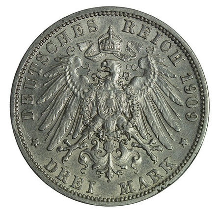 Niemcy, Prusy 3 Marki 1909 A - Wilhelm II