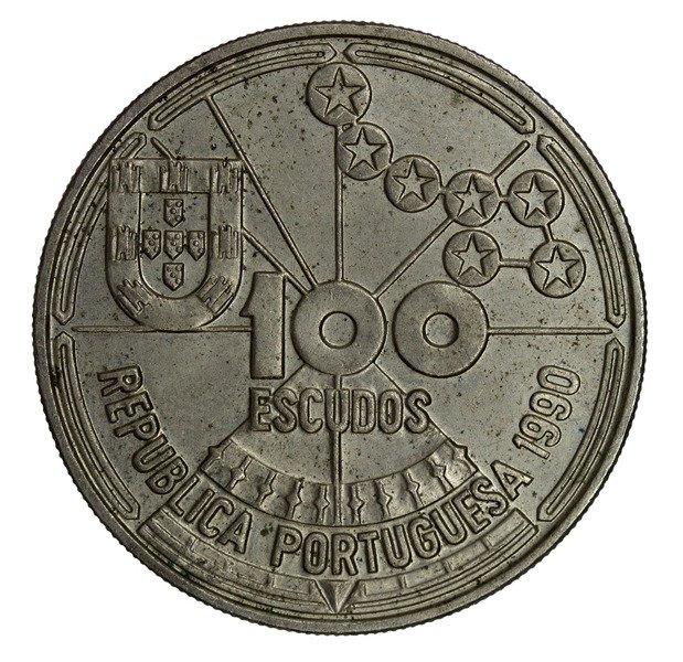 Dawna Moneta Hiszpańska I Portugalska Portugalia 100 Escudos 1990 - Nawigacja za pomocą gwiazd | Monety